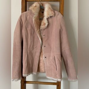 Vintage Wilson leathers pink suede and fur coat